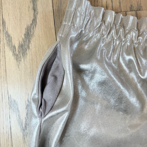 Zara Knit Silver Metallic Mini Pull On Elastic Waist Skirt with Pockets Size S - Picture 11 of 13